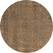 Round Machine Washable Oriental Brown Industrial Rug, wshurb2253brn