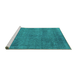 Sideview of Machine Washable Oriental Turquoise Industrial Area Rugs, wshurb2253turq