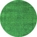 Round Oriental Green Industrial Rug, urb2253grn