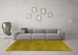 Machine Washable Oriental Yellow Industrial Rug in a Living Room, wshurb2253yw