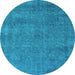 Round Oriental Light Blue Industrial Rug, urb2253lblu