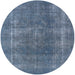 Round Machine Washable Industrial Modern Koi Blue Rug, wshurb2254