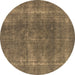 Round Oriental Brown Industrial Rug, urb2254brn