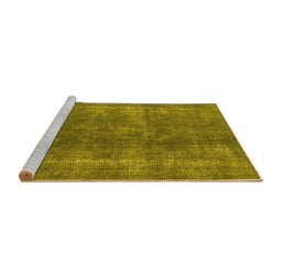 Sideview of Machine Washable Oriental Yellow Industrial Rug, wshurb2254yw