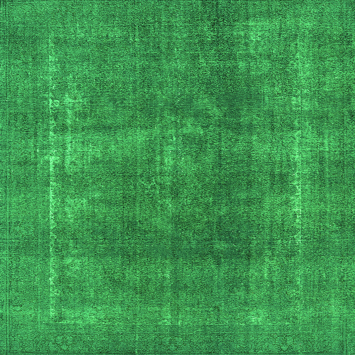 Square Machine Washable Oriental Green Industrial Area Rugs, wshurb2254grn