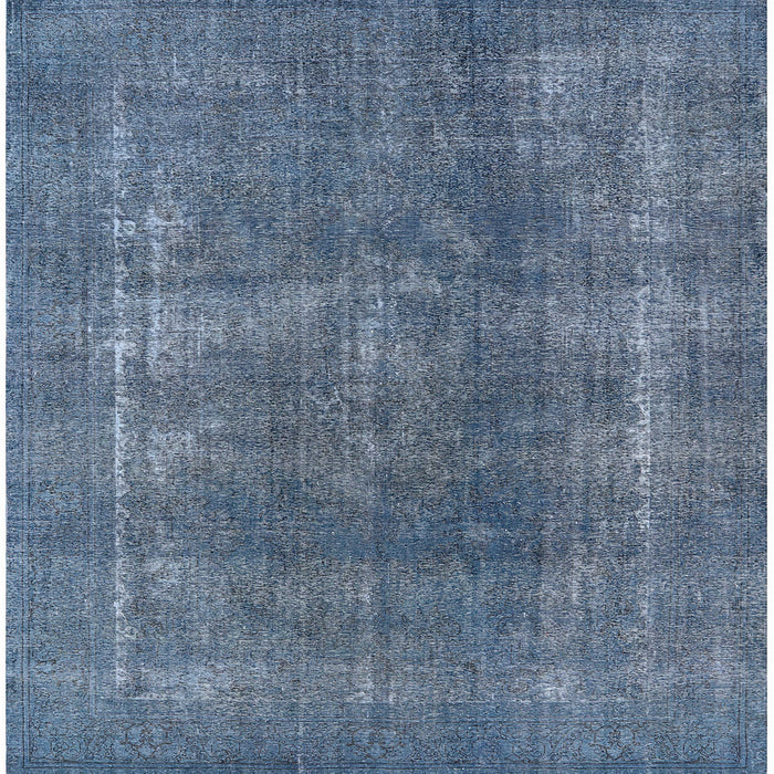 Square Mid-Century Modern Koi Blue Oriental Rug, urb2254