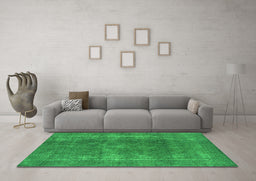 Machine Washable Oriental Green Industrial Area Rugs in a Living Room,, wshurb2254grn