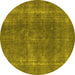 Round Oriental Yellow Industrial Rug, urb2254yw