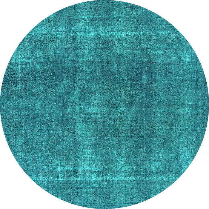 Round Machine Washable Oriental Turquoise Industrial Area Rugs, wshurb2254turq