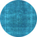 Round Oriental Light Blue Industrial Rug, urb2254lblu