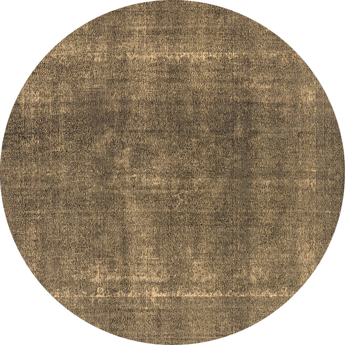 Round Machine Washable Oriental Brown Industrial Rug, wshurb2254brn