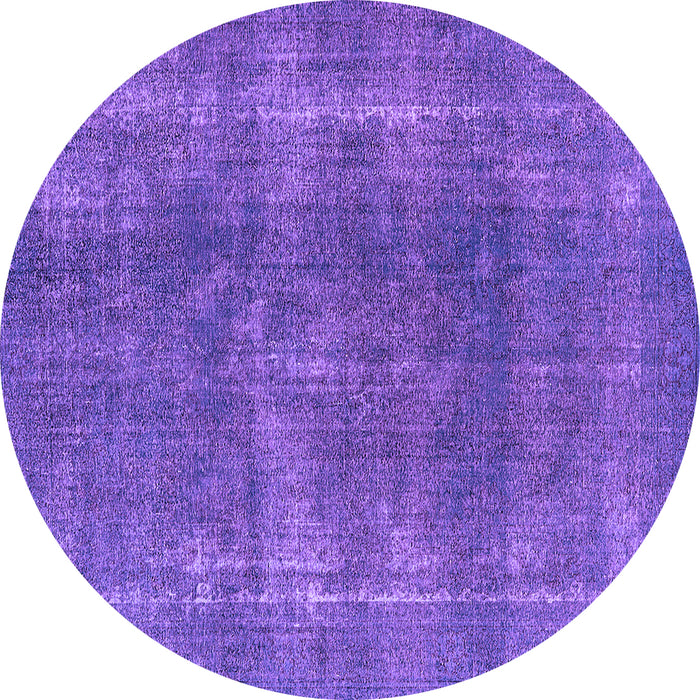 Round Machine Washable Oriental Purple Industrial Area Rugs, wshurb2254pur