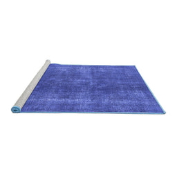 Sideview of Machine Washable Oriental Blue Industrial Rug, wshurb2254blu