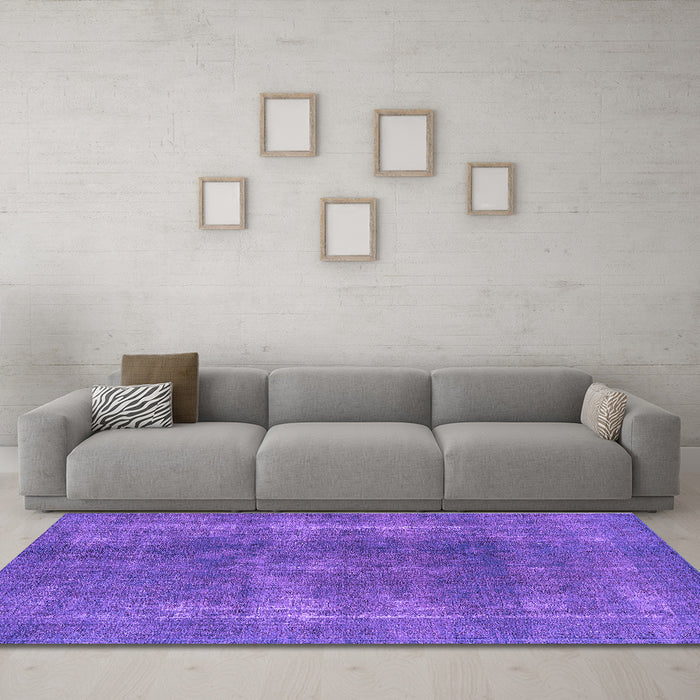 Machine Washable Oriental Purple Industrial Area Rugs in a Living Room, wshurb2254pur