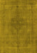 Machine Washable Oriental Yellow Industrial Rug, wshurb2255yw