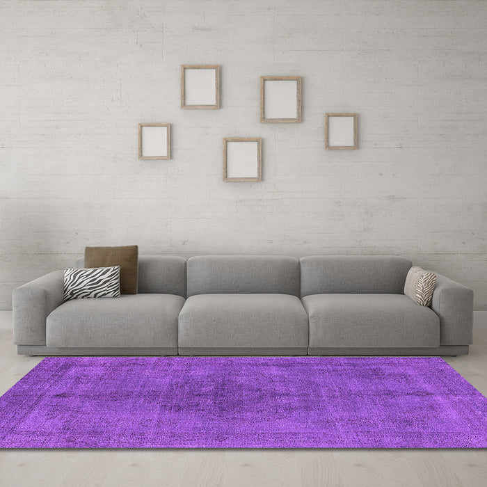 Machine Washable Oriental Purple Industrial Area Rugs in a Living Room, wshurb2255pur