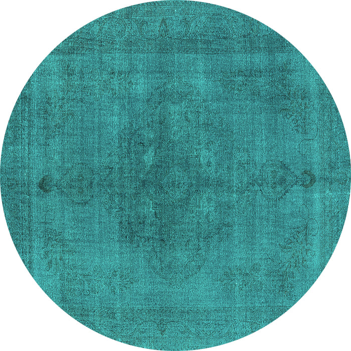 Round Machine Washable Oriental Turquoise Industrial Area Rugs, wshurb2255turq