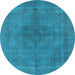 Round Oriental Light Blue Industrial Rug, urb2255lblu