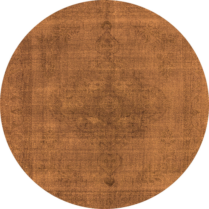 Round Machine Washable Oriental Orange Industrial Area Rugs, wshurb2255org