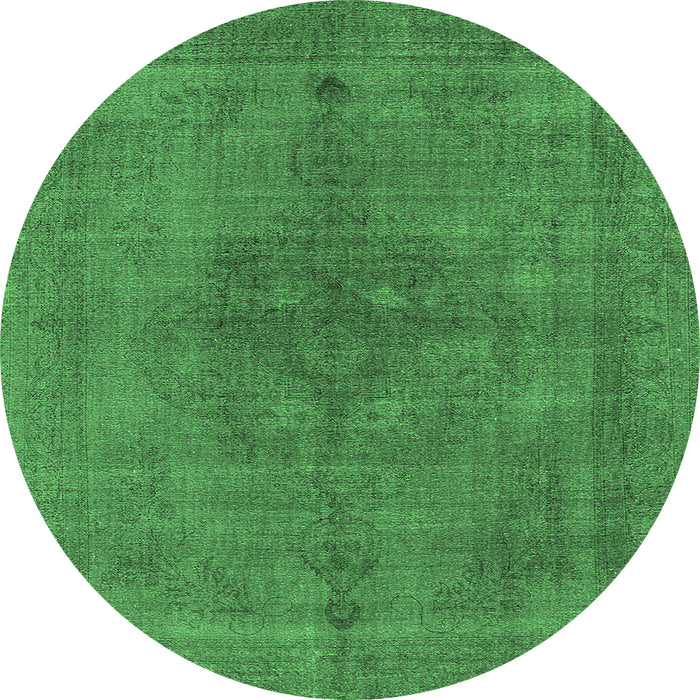Round Oriental Emerald Green Industrial Rug, urb2255emgrn