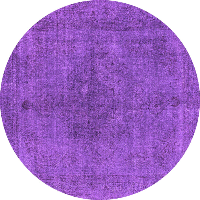 Round Machine Washable Oriental Purple Industrial Area Rugs, wshurb2255pur