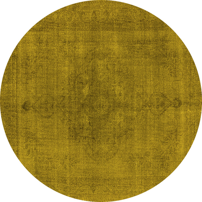 Round Oriental Yellow Industrial Rug, urb2255yw
