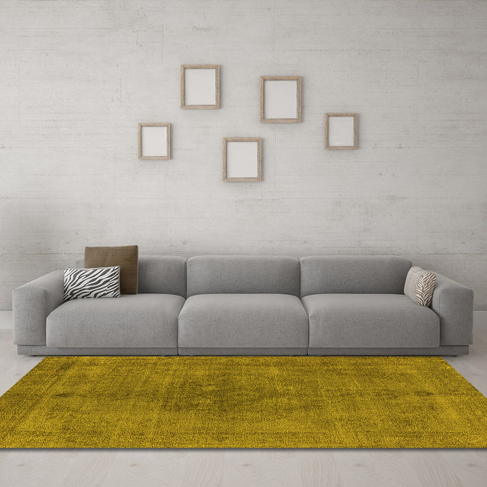 Machine Washable Oriental Yellow Industrial Rug in a Living Room, wshurb2255yw