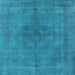 Square Machine Washable Oriental Light Blue Industrial Rug, wshurb2255lblu