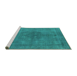 Sideview of Machine Washable Oriental Turquoise Industrial Area Rugs, wshurb2255turq