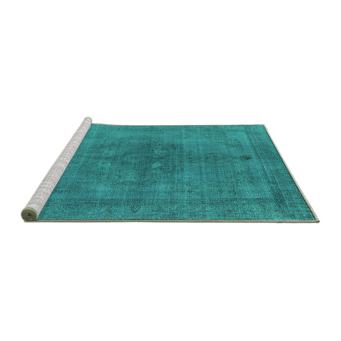 Sideview of Machine Washable Oriental Turquoise Industrial Area Rugs, wshurb2255turq