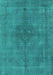 Machine Washable Oriental Turquoise Industrial Area Rugs, wshurb2255turq