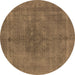 Round Oriental Brown Industrial Rug, urb2255brn