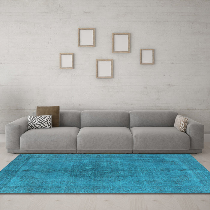 Machine Washable Oriental Light Blue Industrial Rug in a Living Room, wshurb2255lblu