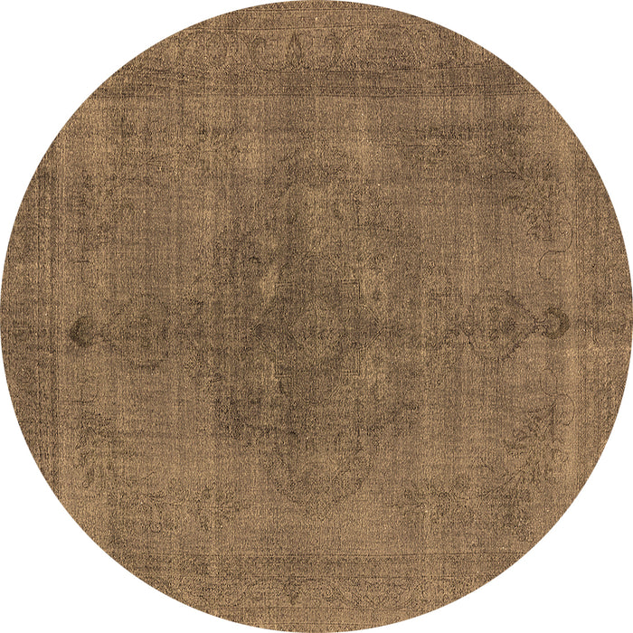 Round Machine Washable Oriental Brown Industrial Rug, wshurb2255brn