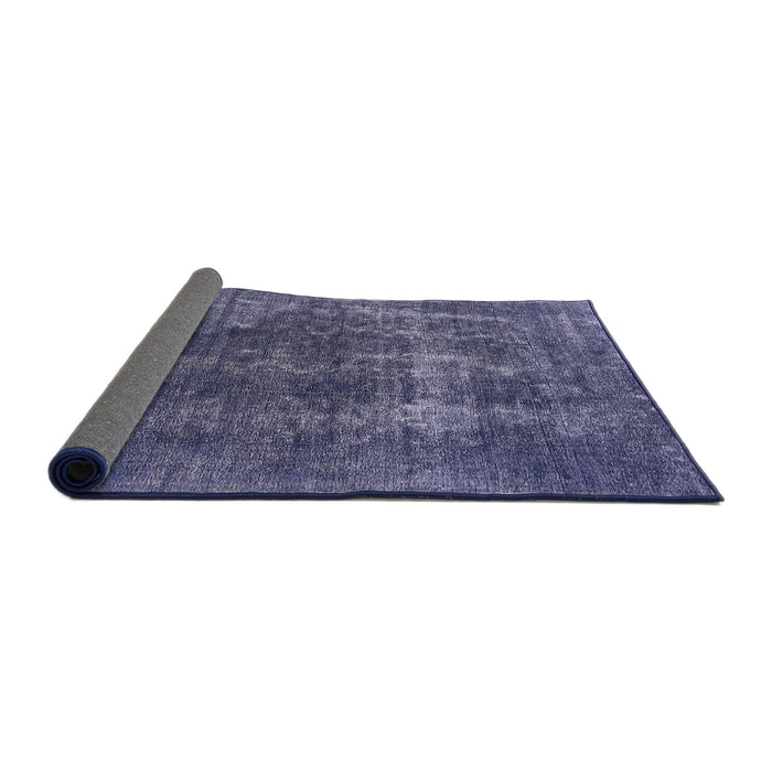 Sideview of Mid-Century Modern Dark Slate Blue Purple Oriental Rug, urb2256