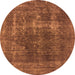 Round Machine Washable Oriental Orange Industrial Area Rugs, wshurb2256org