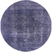 Round Machine Washable Industrial Modern Dark Slate Blue Purple Rug, wshurb2256