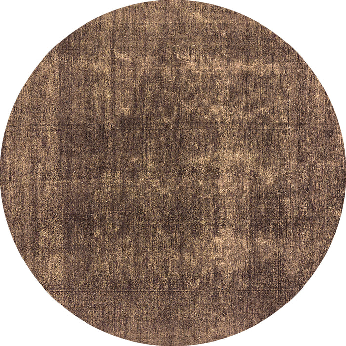 Round Oriental Brown Industrial Rug, urb2256brn