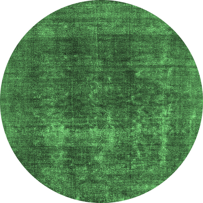 Round Oriental Emerald Green Industrial Rug, urb2256emgrn