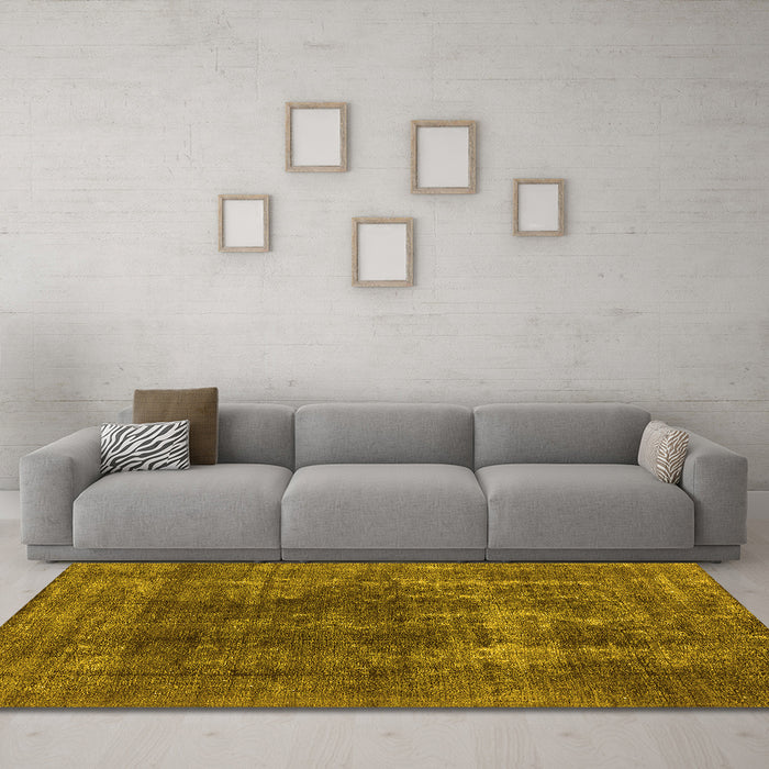 Machine Washable Oriental Yellow Industrial Rug in a Living Room, wshurb2256yw