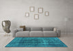 Machine Washable Oriental Turquoise Industrial Area Rugs in a Living Room,, wshurb2256turq