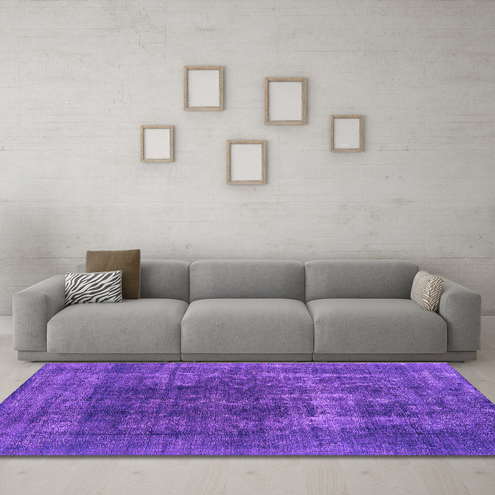 Machine Washable Oriental Purple Industrial Area Rugs in a Living Room, wshurb2256pur