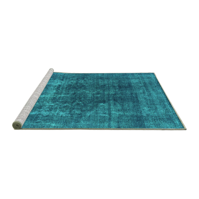 Sideview of Machine Washable Oriental Turquoise Industrial Area Rugs, wshurb2256turq