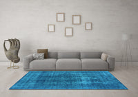 Machine Washable Oriental Light Blue Industrial Rug, wshurb2256lblu