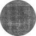 Round Machine Washable Oriental Gray Industrial Rug, wshurb2256gry