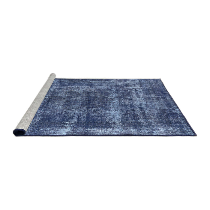 Sideview of Machine Washable Industrial Modern Blue Rug, wshurb2257