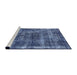 Sideview of Machine Washable Industrial Modern Blue Rug, wshurb2257