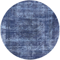 Round Machine Washable Industrial Modern Blue Rug, wshurb2257