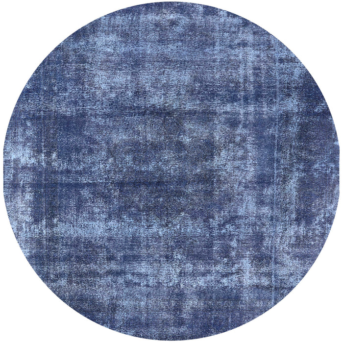 Round Machine Washable Industrial Modern Blue Rug, wshurb2257