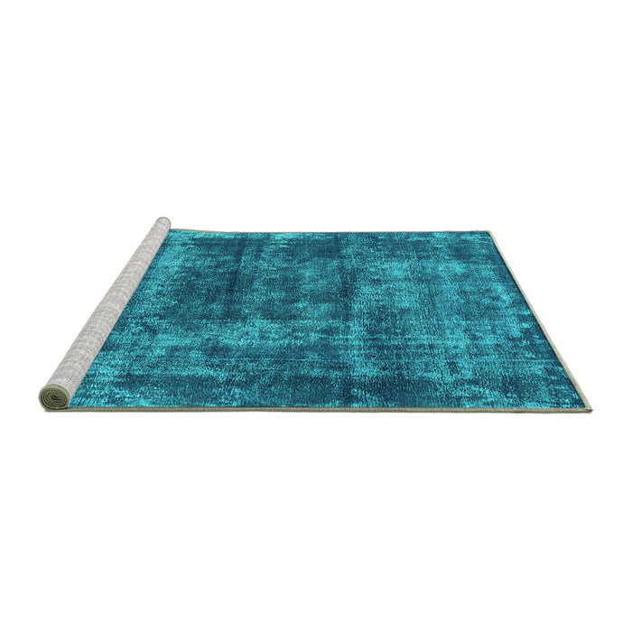 Sideview of Machine Washable Persian Turquoise Bohemian Area Rugs, wshurb2257turq
